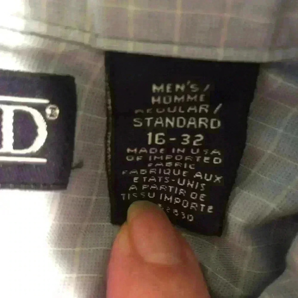 Lands End Direct Merchants Mens 16-32 Dress Shirt Blue White Window Pane L/S - Picture 6 of 6